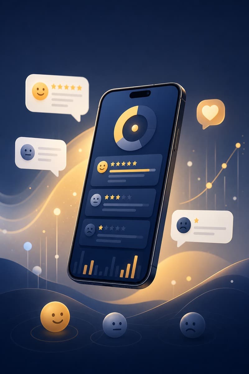 Atmospheric poster of app review intelligence