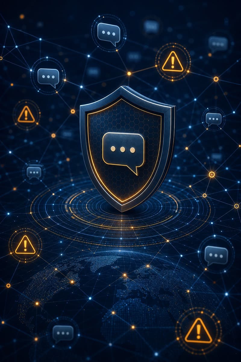 Atmospheric poster of secure messaging and fraud detection