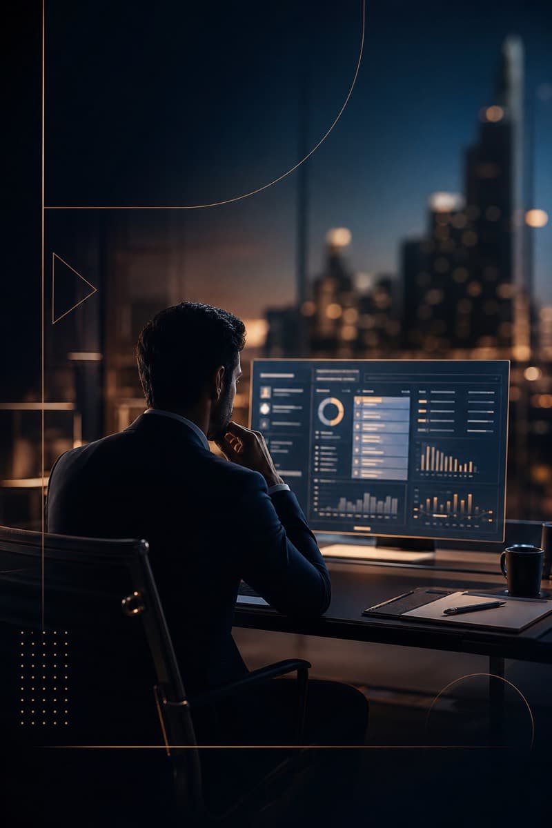 Atmospheric poster of sales prep at a desk